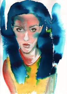 Girl, slanted - watercolor