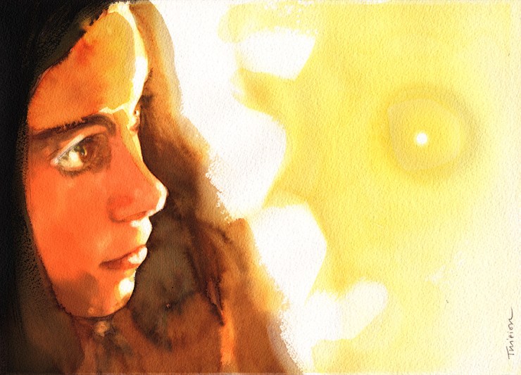 Watercolor portrait and composition technique